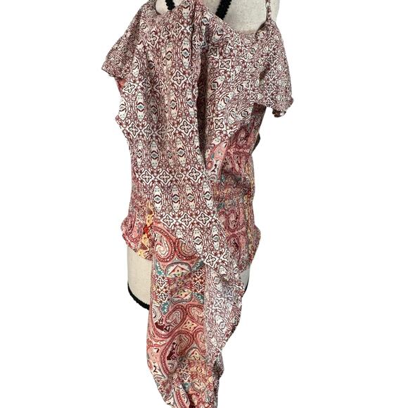 INC Large Cropped Top Geometric Smocked Off-Shoulder Ruffled Balloon Sleeves - Picture 6 of 9